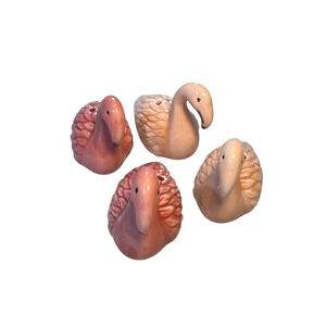 Set of 4 Flamingo Salt & Pepper Shakers Pink Ceramic Coastal Tropical Decor”